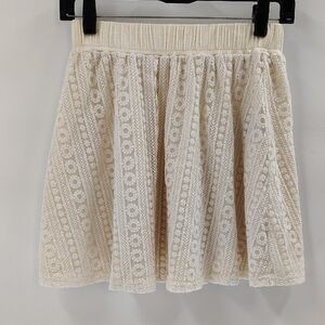 Ark & Co Mini A Line Skirt Size Small Cream Brocade Lace Overlay Lined